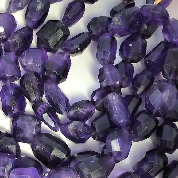 Magnificent Triple-Strand Amethyst Gemstone Statement Necklace w/ .925 Bar Clasp - Picture 3 of 4